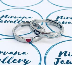 Pair of Adjustable Love Heart Rings