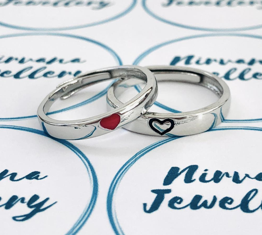 Pair of Adjustable Love Heart Rings