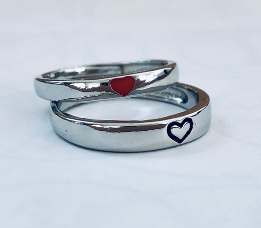 Pair of Adjustable Love Heart Rings