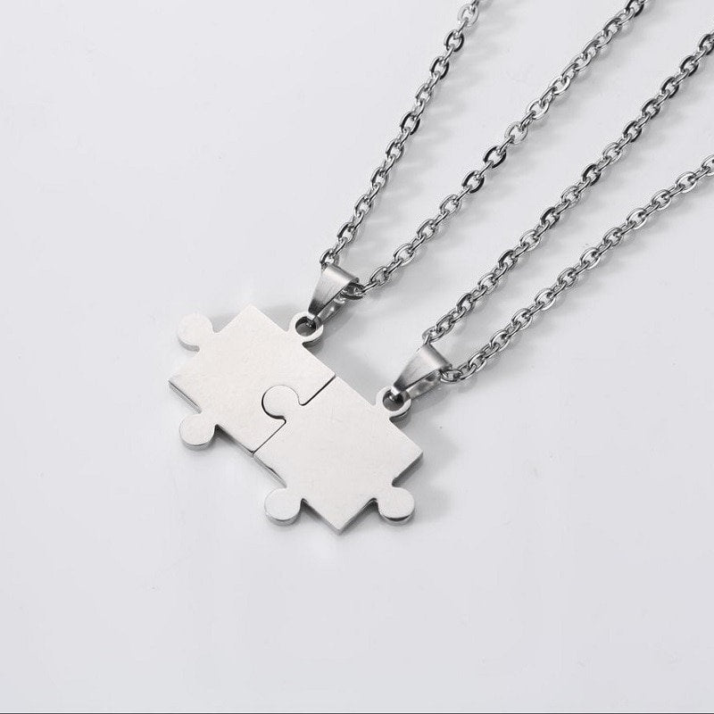 Sterling Silver Mum And Me Jigsaw Puzzle Heart Necklace - Ellie Ellie