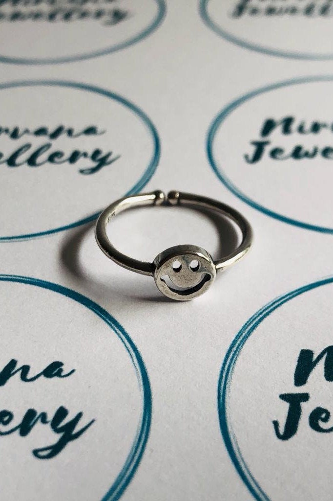 Silver smiley on sale face ring