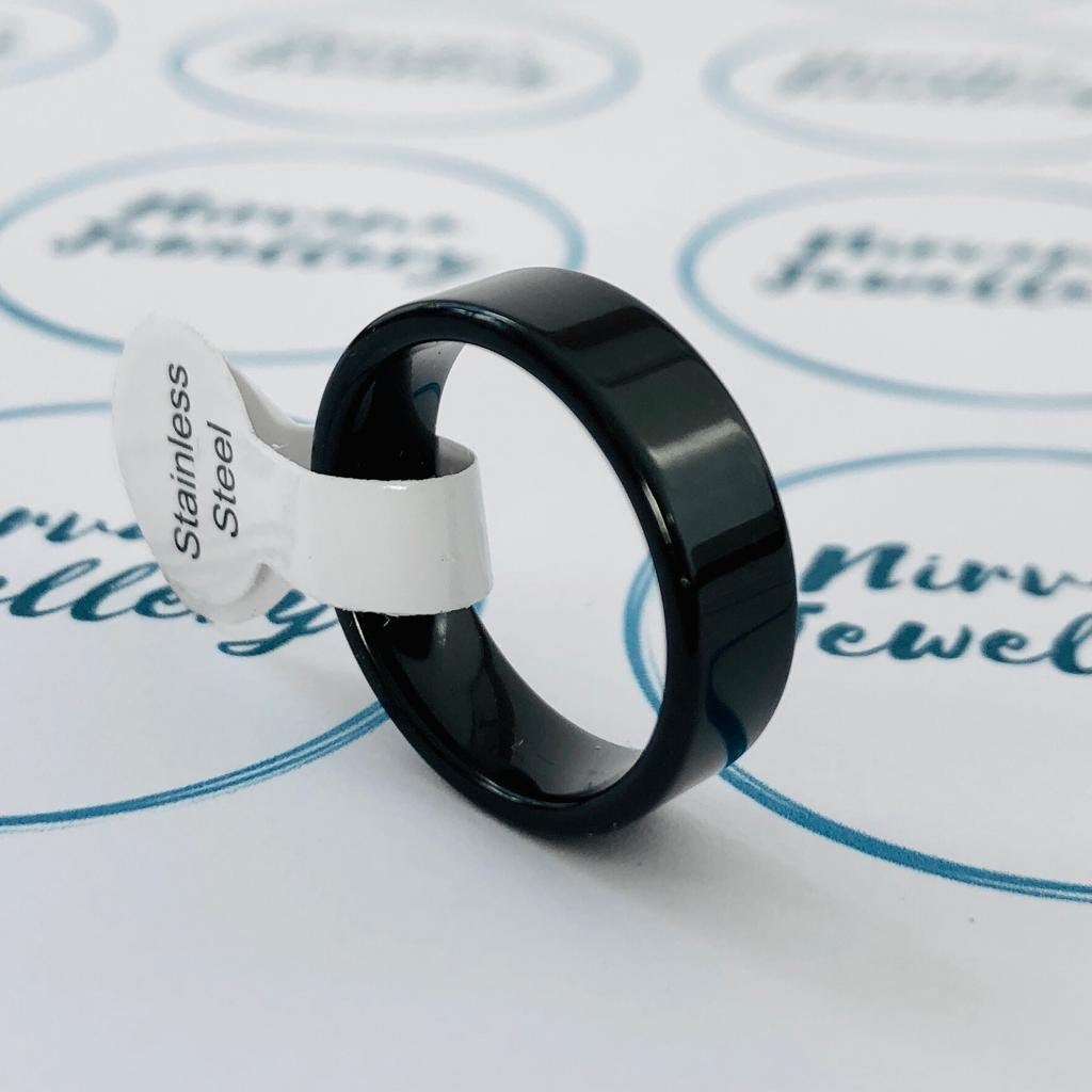 Black Stainless Steel Band Ring