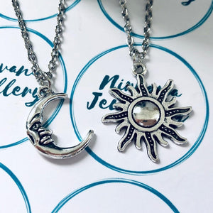 2 Piece Sun and Moon Necklace Set.