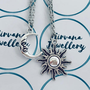 2 Piece Sun and Moon Necklace Set.